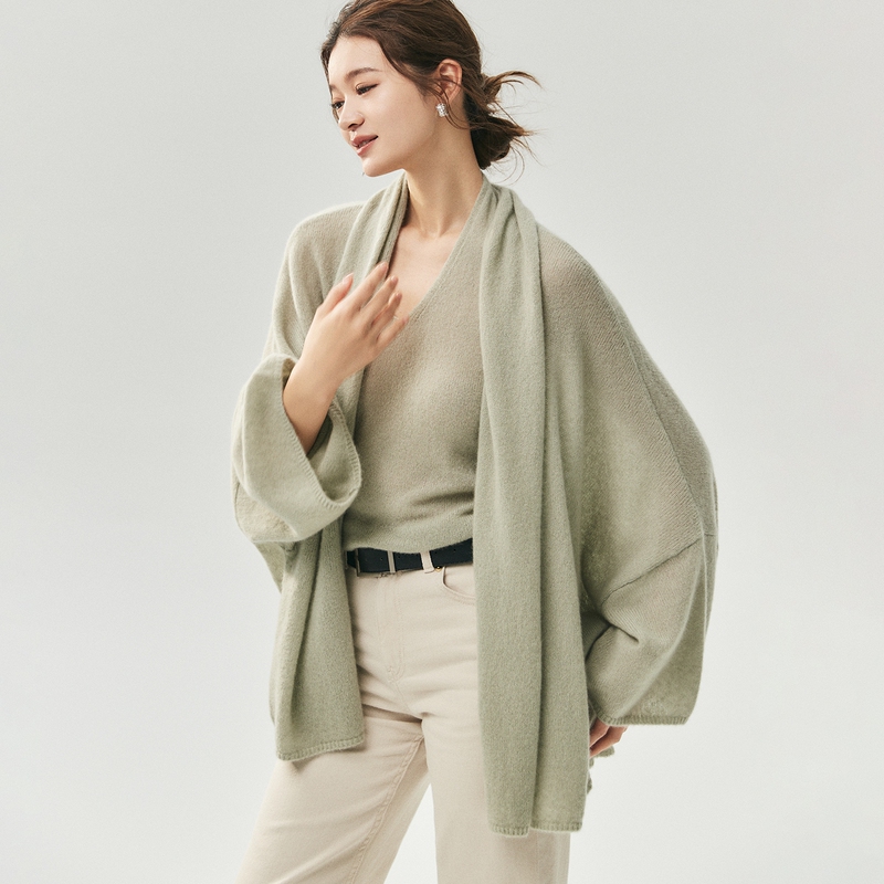 Real Herbalife Yarn 25% Mulberry Silk 75% Cashmere Women's Silk Cashmere Oversized Cardigan Loose Coat