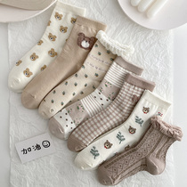 Cute Animals Sox Children ins Chains Spring Fall Middle Socks Comfort Breathable Cotton Socks South Korea Day Students Stockings