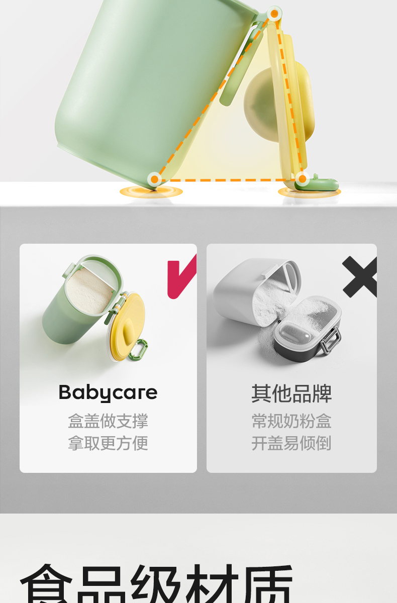 【中国直邮】Bc Babycare 便携外出奶粉分装盒零食分装格储存密封防潮罐带奶粉勺555ml