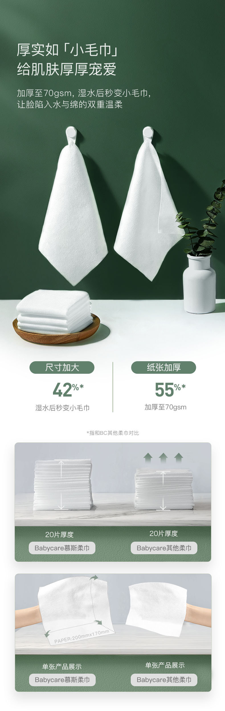 【中国直邮】Babycare慕斯绵柔巾76抽*3包