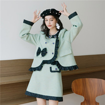 (Wake Up) Little Fragrant Wind hit with butterfly knot Agaric Wave Side Jacket A Character Half Body Dress Two Suits Womens Spring