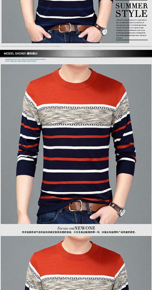 Áo len nam mùa thu và mùa đông nhung dày cộng với áo len nam trung niên nhung áo len cỡ lớn áo t shirt