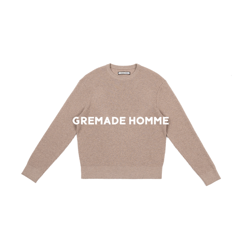 Gremade Waffle Upw Machine Washable Wool-Cotton Blend Fitted Crew Neck Base Layer Sweater