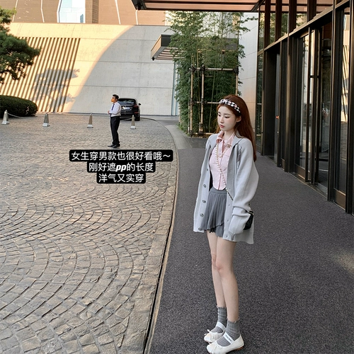 Парная одежда для влюбленных, осенний кардиган, свитер, куртка, V-образный вырез