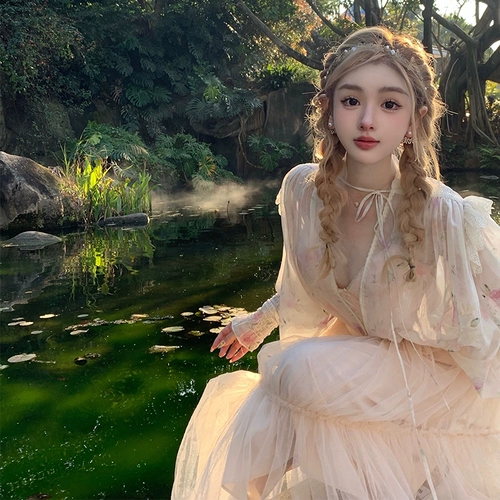 Группа для движения мягкого сердца Doggyqin/Pure Desire Wind Fish Bone Bone Cone Buns Женская рубашка для солнцезащитного крема Tianxian две части