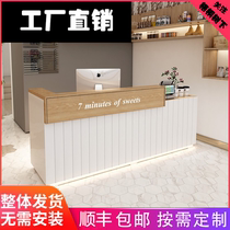 Bar counter cashier simple flower shop restaurant milk tea shop optical shop restaurant farmhouse counter table corner solid wood color