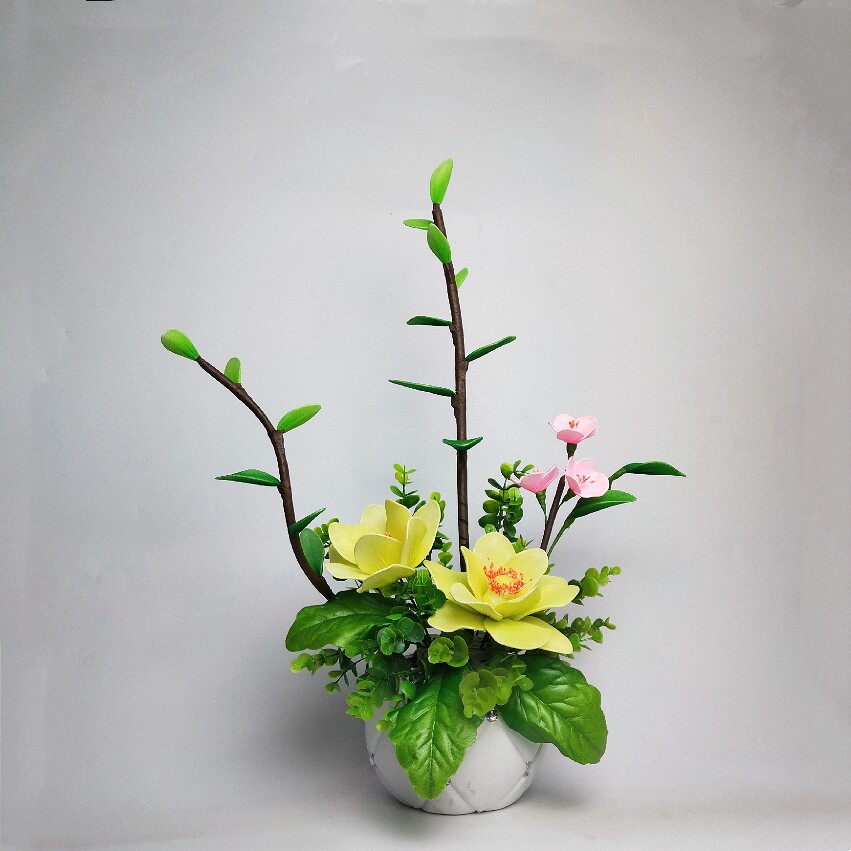 East Fence Floral Material Diy Handmade Silk Stockings Floral Material Bag New hand starter Yellow Yulan Flower Arrangement Suit Rain and Sister