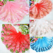  Color mesh embroidery lace doll peacock feather lace Handmade diy car doll fabric