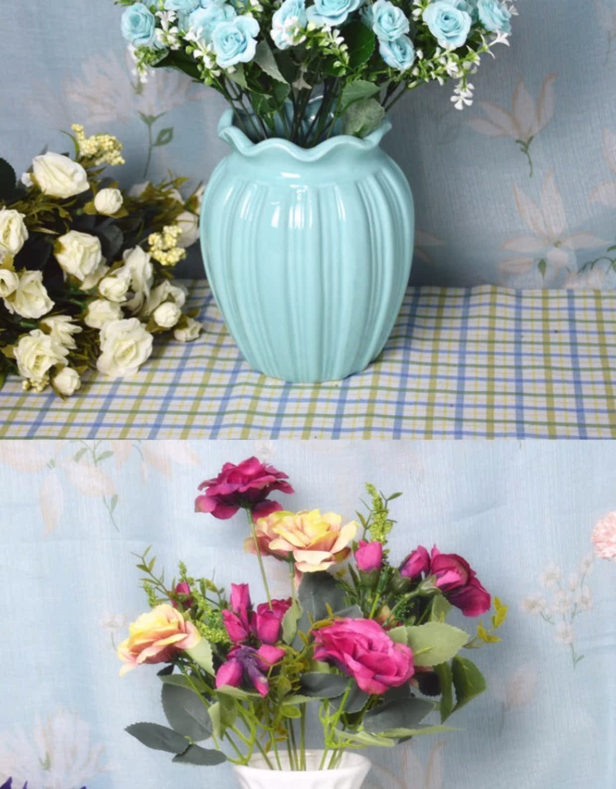Sản phẩm mới Chậu hoa lụa DIY làm bằng tay vớ cắm hoa cắm hoa bình gốm Full - Vase / Bồn hoa & Kệ chậu gốm trồng cây