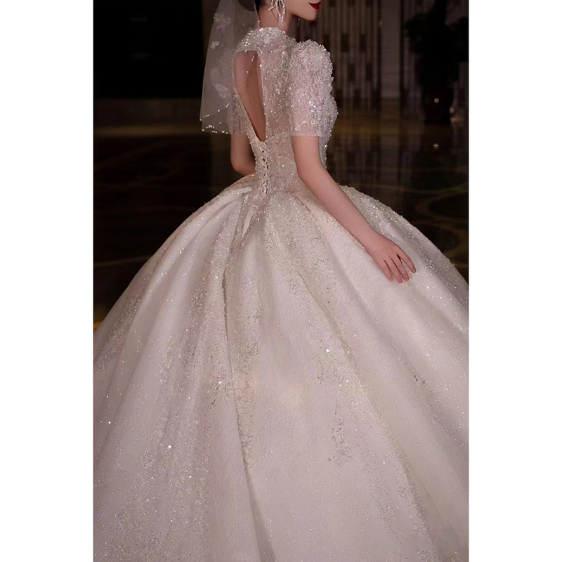 Retro lace advanced wedding dress for pregnant, french style, suitable for teen, high-end Retro lace advanced wedding dress for pregnant, french style, suitable for teen, high-end