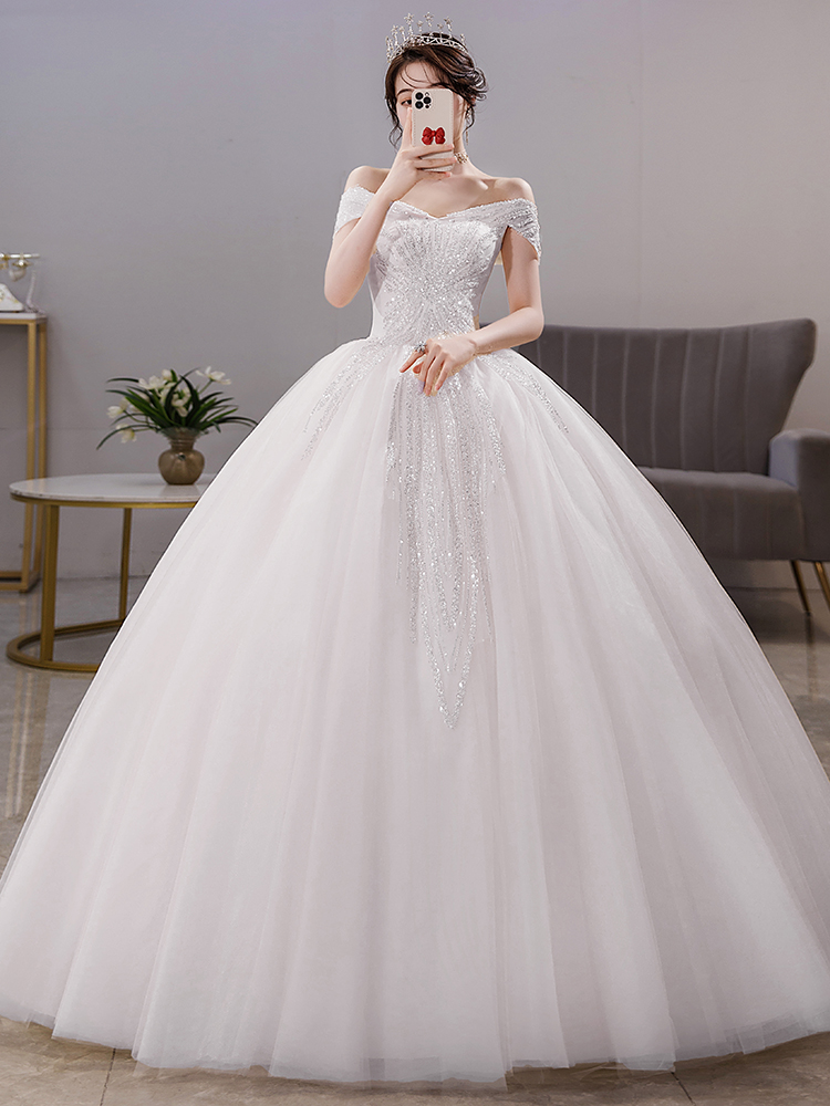 One -shoulder Main wedding dress 2024 new bride high -level quality champagne retro heavy work French light wedding dress 2023 One -shoulder Main wedding dress 2024 new bride high -level quality champagne retro heavy work French light wedding dress 2023