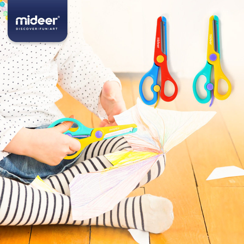mideer Mi deer children's round head handmade scissors plastic safety trumpet paper-cut DIY handmade tools