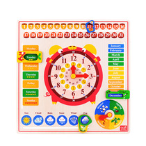 TOI Figure Burano Calendar Clock Board Wooden Puzzle Boys and Girls English Early Education Puzzle Kindergarten Toys