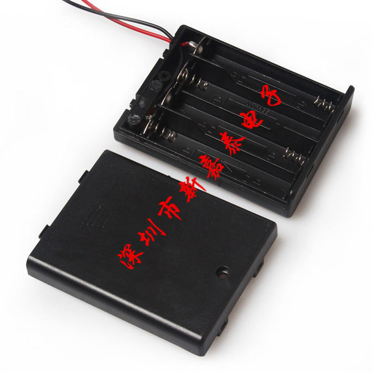 Fully sealed battery case 4 section 7 Number of 4AAA battery case Four section 7 with lid Sub-band switch with switch with wire