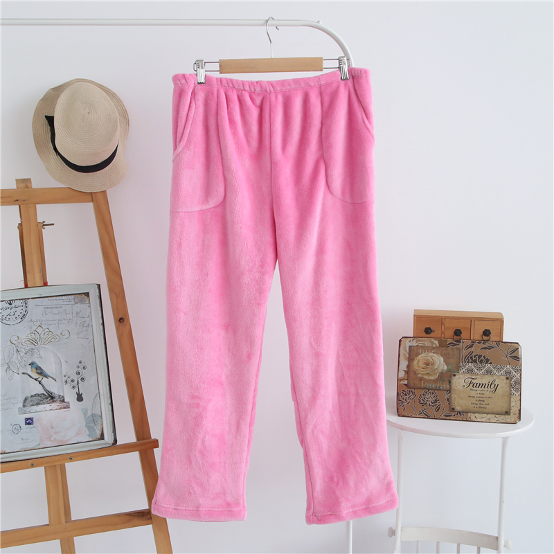 Đàn ông và phụ nữ flannel san hô lông cừu nhà quần Đàn ông và phụ nữ quần ngủ mùa thu và mùa đông ấm áp sống quần mới quần đùi nam