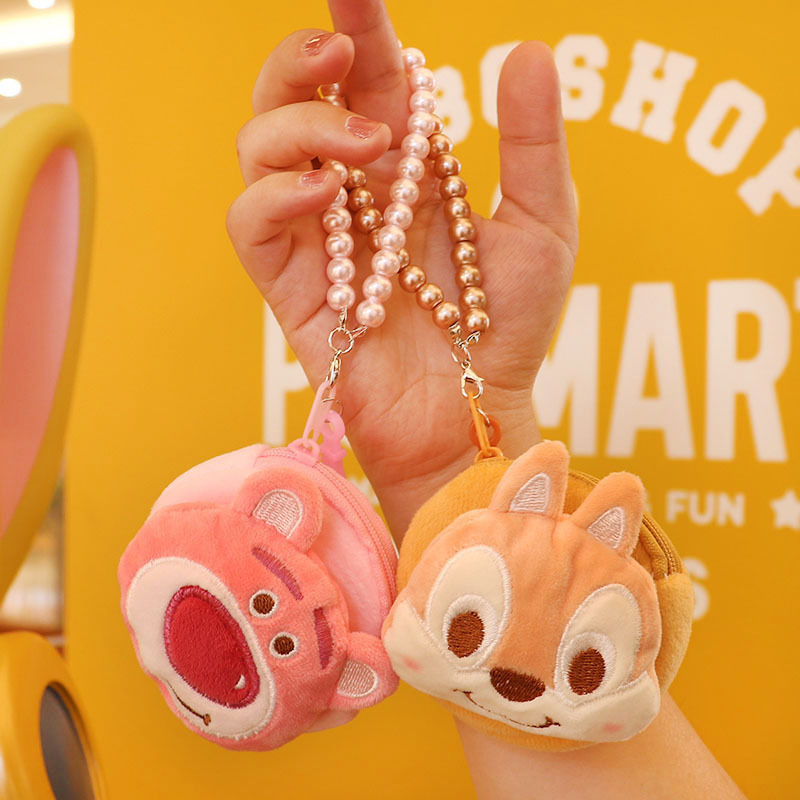 Colorful Pearl Bracelet, Cute Round Coin Purse, Fashionable Solid Color Earphone Case, Key Bag, Accessory Claw Machine Gift