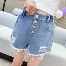 Girl Denim Shorts 2022 Summer New Korean version Ocean Gas Children pants Girls Summer clothes loose Hole Hot Pants