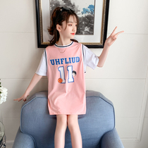 Girl Short Sleeve T-shirt Summer Dress 2022 New Fashion Girl Great Boy Foreign Air Relaxed Children Pure Cotton Blouse Tide