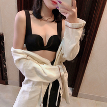 No trace U-shaped underwear womens confused summer thin chest gathering wide shoulder strap without steel ring back bra set