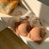 Japanese traceless lace latex underwear womens thin big breasts show small breasts comfortable without steel ring gather together to collect sub-breast bra