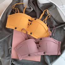 Small breasts gather girl strapless non-slip underwear without steel ring button bra thick sexy upper bra