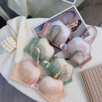 Upper underwear girl sexy underwear mesh gauze Japanese sweet small chest big gathering without steel ring bra