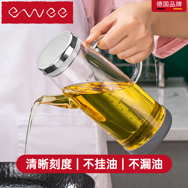German ewee glass oil pot home anti-oil spill pot kitchen sauce bottle stainless steel oil tank large capacity seasoning bottle