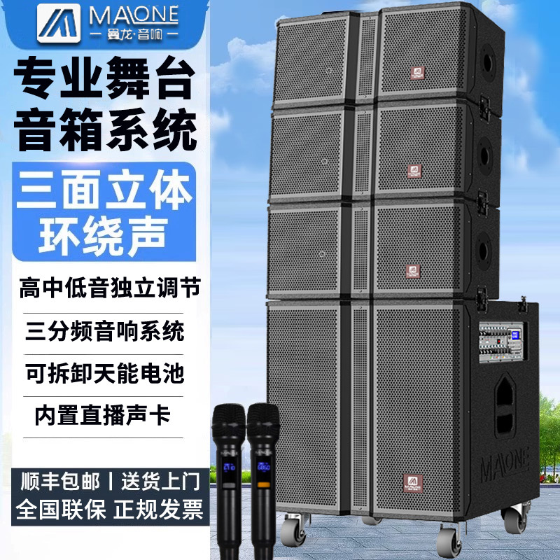 Manlong Outdoor Karaoke Speaker High-Power Professional Stage Performance Bluetooth Built-In Sound Card Mobile Square Dance Speaker