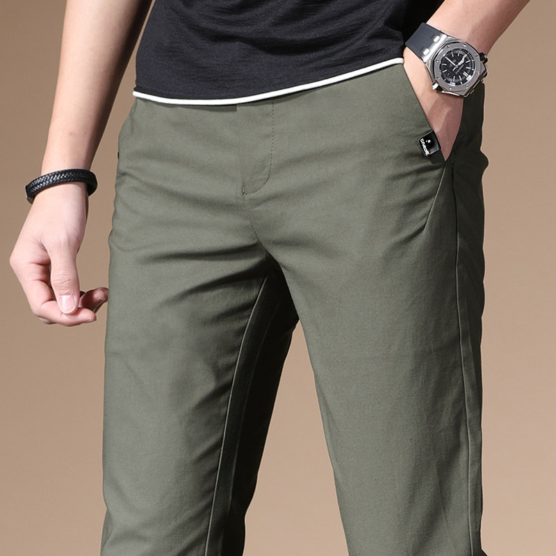 European and American twill casual pants men's new spring slim Joker cotton 2022 tide men's net red pants Korean trend