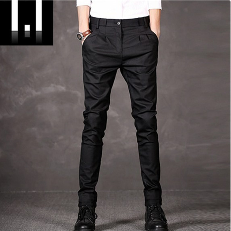 Non-hot slim black double-pleated trousers men's autumn/winter 2022 Korean version business plus-velvet men's casual pants