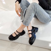 Leather sweet cool Mary Jane shoes womens thick bottom white British style small leather shoes jk shoes retro round toe thick heel shoes