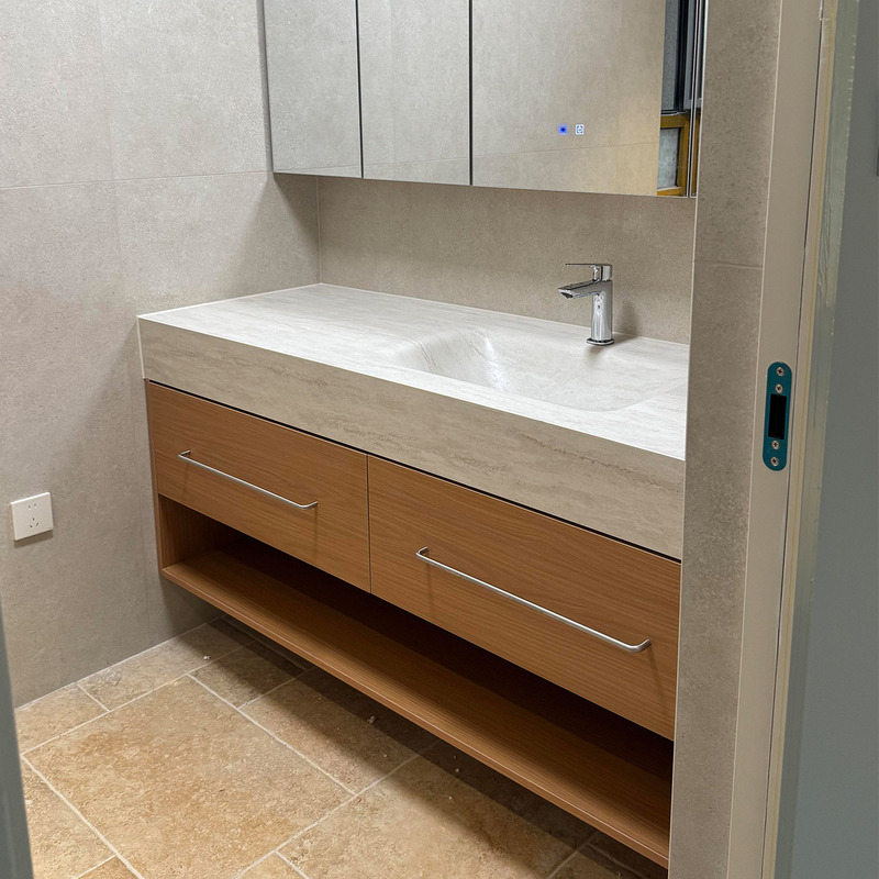 Enf Millennium Stone Cave Stone Rock Slab Heat-Bent Integrated Basin Bathroom Cabinet Set Custom Washbasin Cabinet