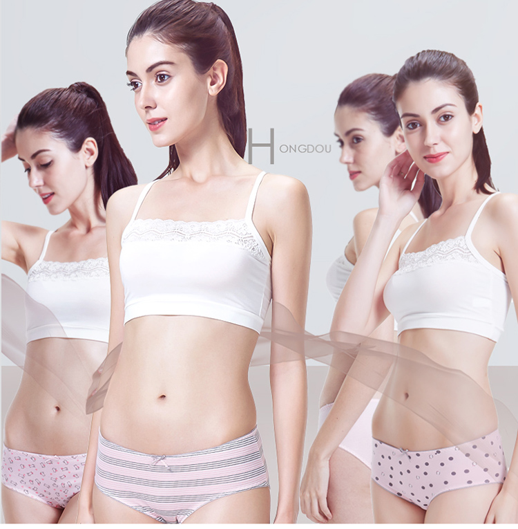 C shop red bean lady đồ lót 4 hộp quà tặng tập tin cotton tươi ngọt ngào gợi cảm eo thấp tóm tắt quần lót không viền