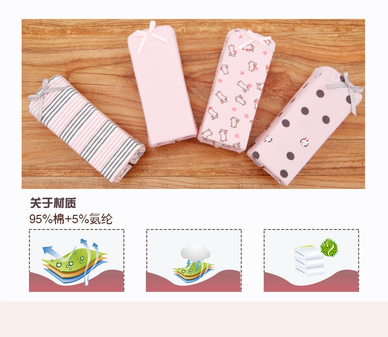 C shop red bean lady đồ lót 4 hộp quà tặng tập tin cotton tươi ngọt ngào gợi cảm eo thấp tóm tắt nọi y cao cap