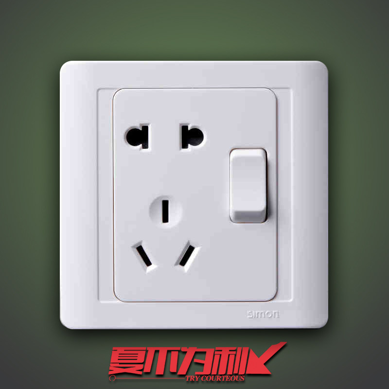 Simon switch socket 86 type 5-hole open double cut white 10A power double cut socket N51085B