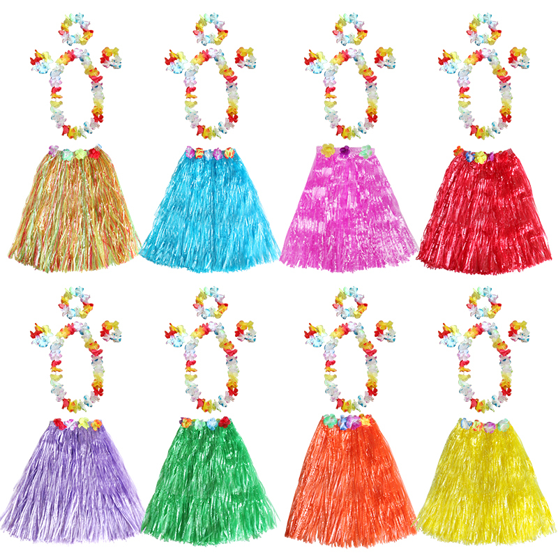 Children's Hawaiian Hula Dance Performance Costume Set, Grass Skirt Dance Outfit Materials for Girls, Props Children's Hawaiian Hula Dance Performance Costume Set, Grass Skirt Dance Outfit Materials for Girls, Props