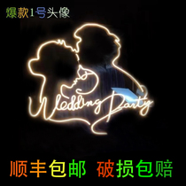 Wedding props lovers luminous head wedding hotel stage decoration letter ornaments background acrylic neon lights