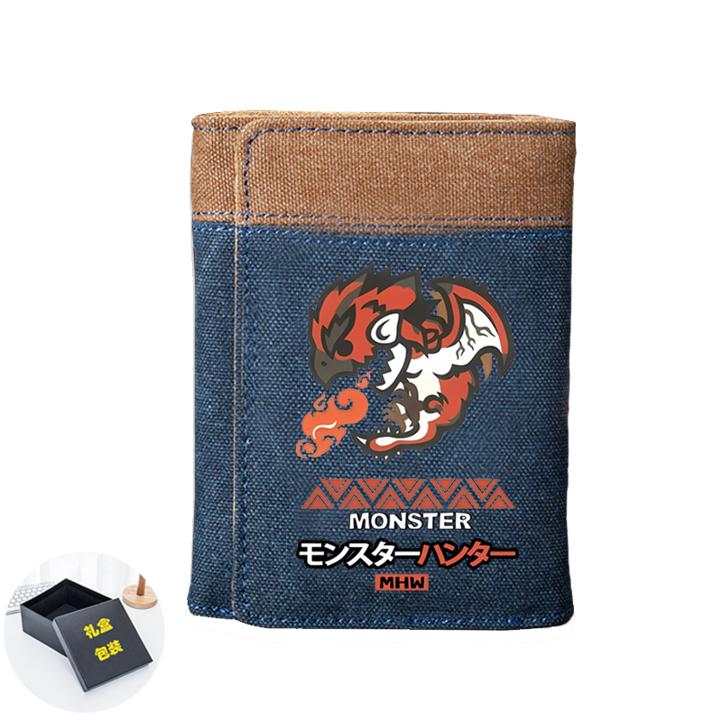 Capcom Monster Hunter World Iceborne Game Merchandise Wallet, Guts, Dragon, Exterminator Dragon, Short Wallet for Male Students