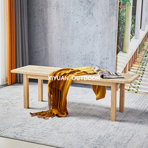 Tea table Tea table Change the edge of a few indoor real rattan solid wood household Japanese bed and breakfast bedroom entrance bed tail bench rattan