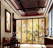 Sandwich painting ink landscape painting Silk glass laminated glass laminated glass clip real silk clip Juansilk art glass screen partition
