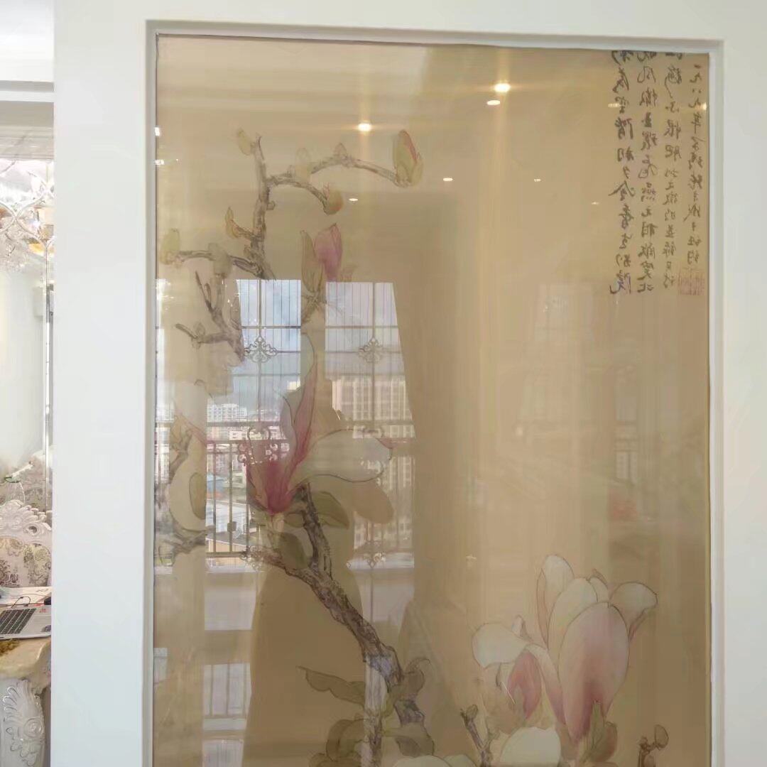 Ink painting glass filament screen screen partition glass clamping door Closed glass closet closet door cabinet door clamper glass
