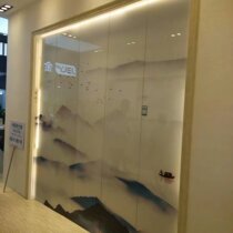 Clad glass clip painting glass landscape painting ink painting clip Juansilk glass clip screen partition porch wardrobe door