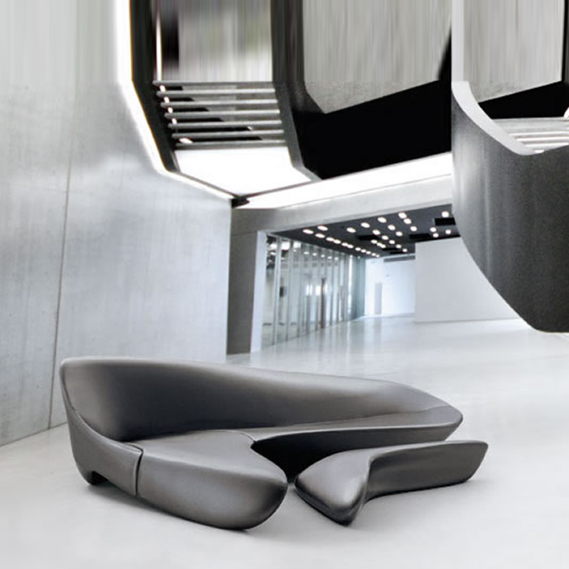 Nordic Profiled Corner Fiberglass Arched Sofa Zaha Mall Lobby Villa Art Fashion Moon Sofa