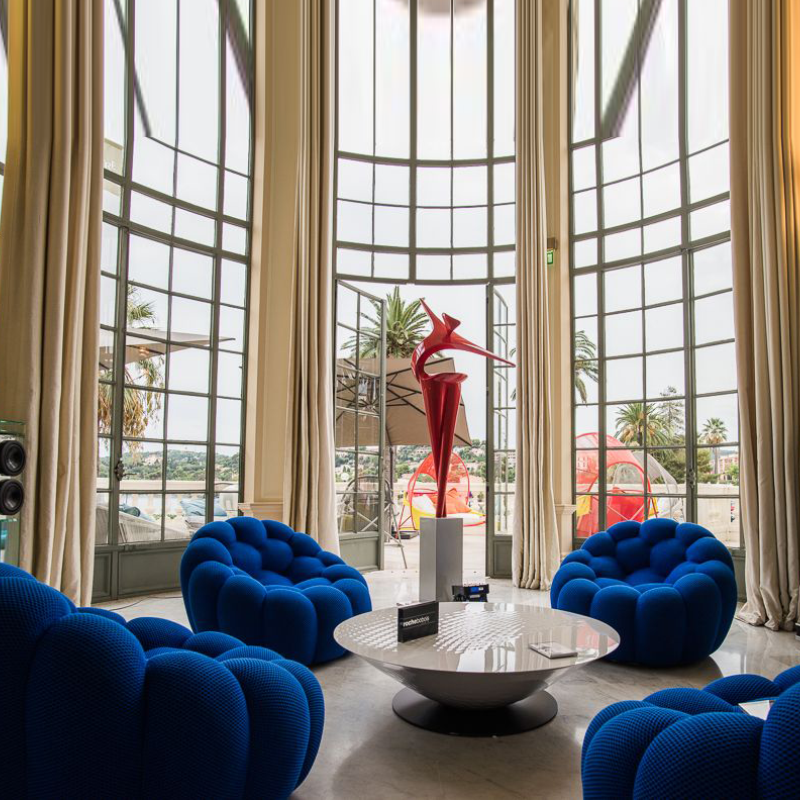 Rochburg Home Arc Hotel Reception Ultra Soft Sofa Bubble Sofa Honeycomb Styled Cotton Cloth Art Sofa Chair