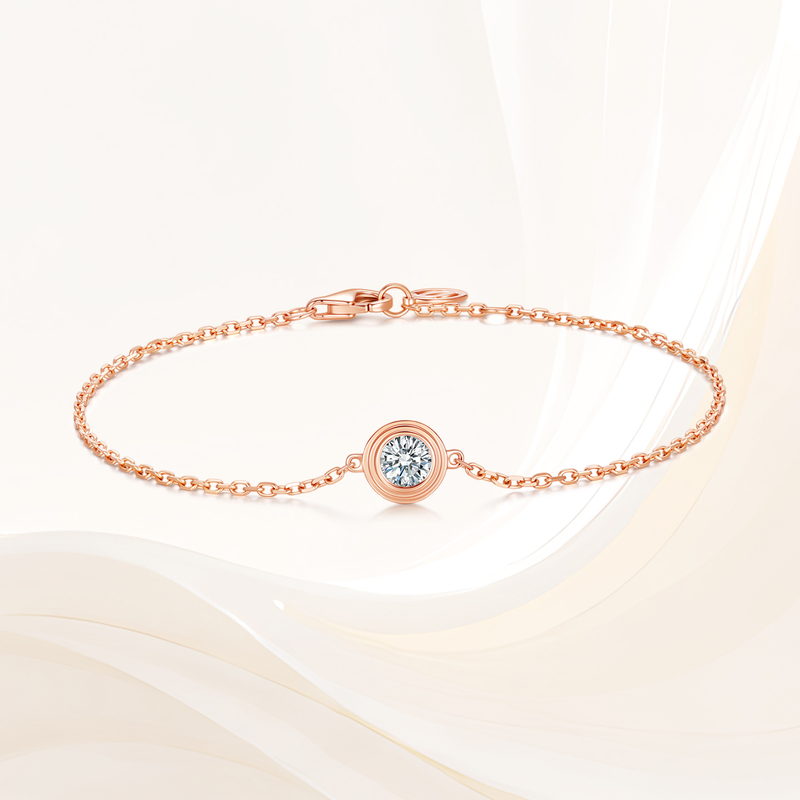 Leo Star Diamond 18K Gold Cultivated Diamond Classic Single Diamond Ufo Bracelet Real Gold Real Diamond Jewelry Stackable Style for Women