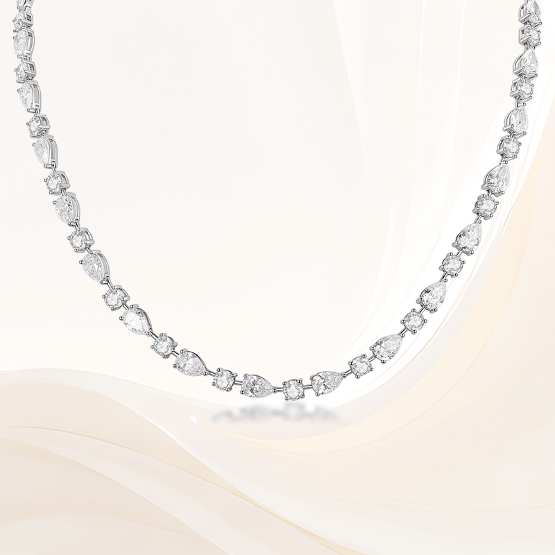 Leo Star Diamond 18K Gold Cultured Diamond Teardrop Round Diamond Full Diamond Necklace Choker Necklace Bridal Dress Accessories