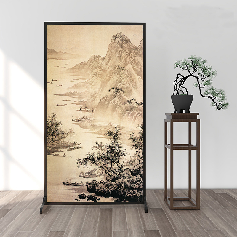 The new Chinese landscape painting screen enters the living room room office partition entry block bedroom mobile seat screen
