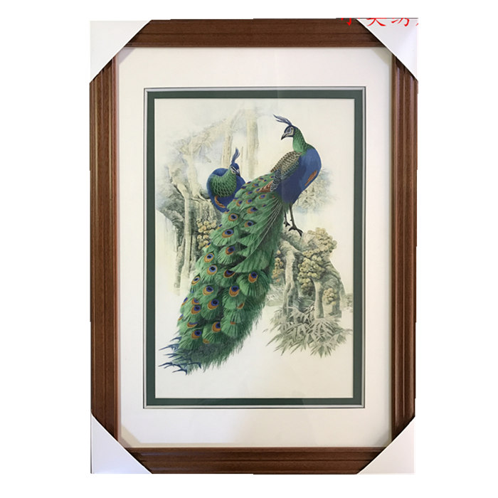 Pure handmade new boutique Suzhou embroidery painting Su embroidery finished hanging painting entrance decorative painting 4060 rich peacock