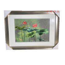 Pure handmade new boutique Suzhou embroidery painting Su embroidery finished product hanging painting Xuanguan decoration painting 4060 lotus flower