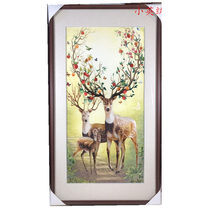 Handmade new boutique Suzhou embroidery painting Su embroidery finished hanging painting porch decorative painting 50100 fortune has Deer
